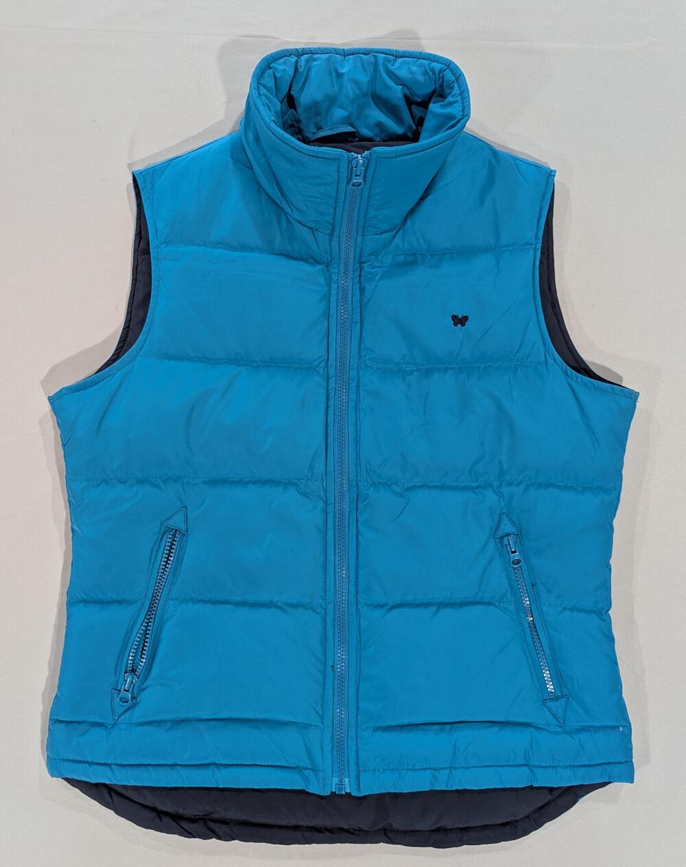 Aeropostale Vest Teens L Blue Down Puffer Quilted Zip Pockets Butterfly